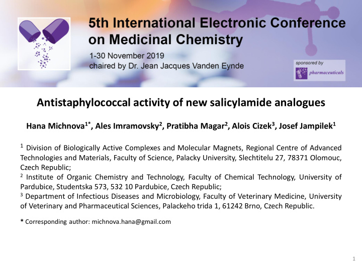 antistaphylococcal activity of new salicylamide analogues