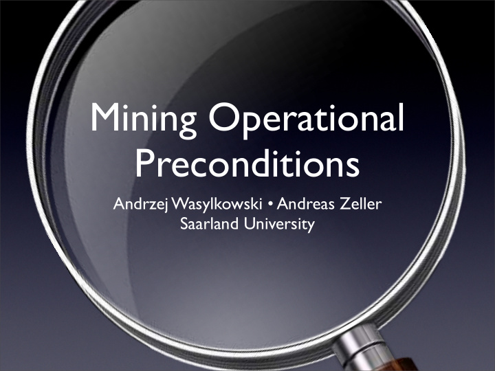 mining operational preconditions