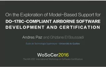 On the Exploration of Model-Based Support for  DO-178C-COMPLIANT AIRBORNE SOFTWARE  D E V E L O P M