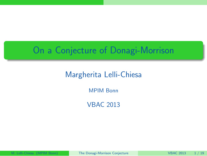 on a conjecture of donagi morrison