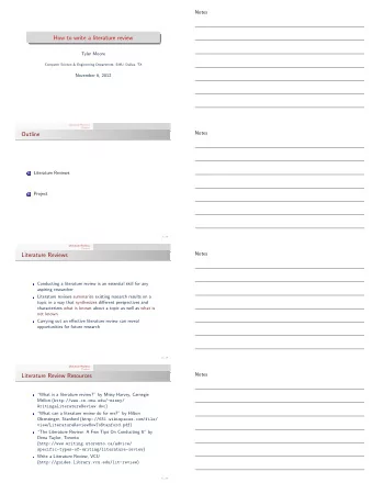How to write a literature review  Tyler Moore  Computer Science &amp; Engineering Department, SMU,