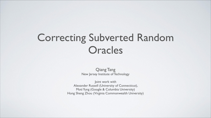 correcting subverted random oracles