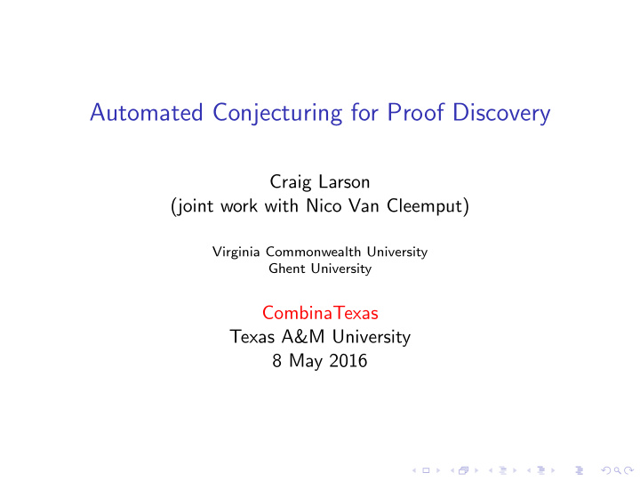 automated conjecturing for proof discovery