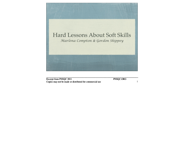 hard lessons about soft skills
