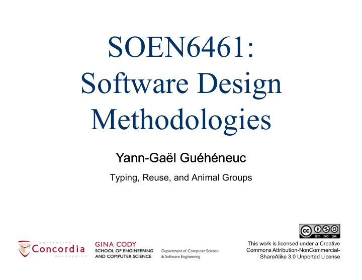 soen6461 software design methodologies