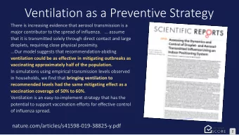 Ventilation as a Preventive Strategy  There is increasing evidence that aerosol transmission is a