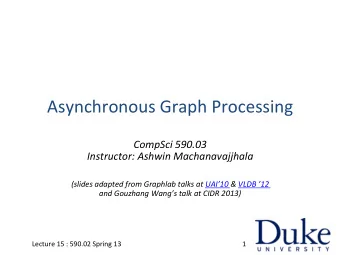 Recap:  Pregel    Superstep 0  3  6  2  1  Superstep 1  6  6  2  6  Superstep 2  6  6  6  6