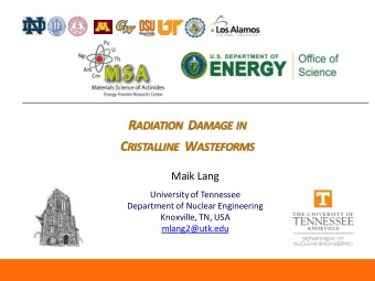 University of Tennessee  Knoxville, Tennessee  Smokey Mountain National Park  Durable Materials for