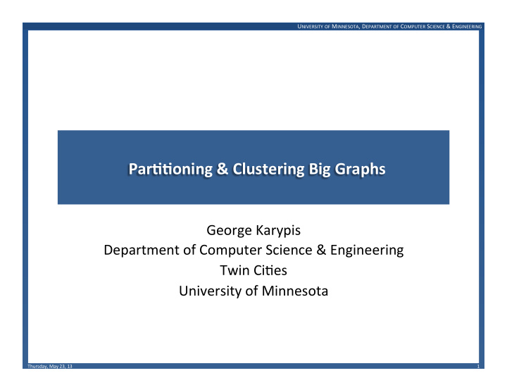 par oning clustering big graphs