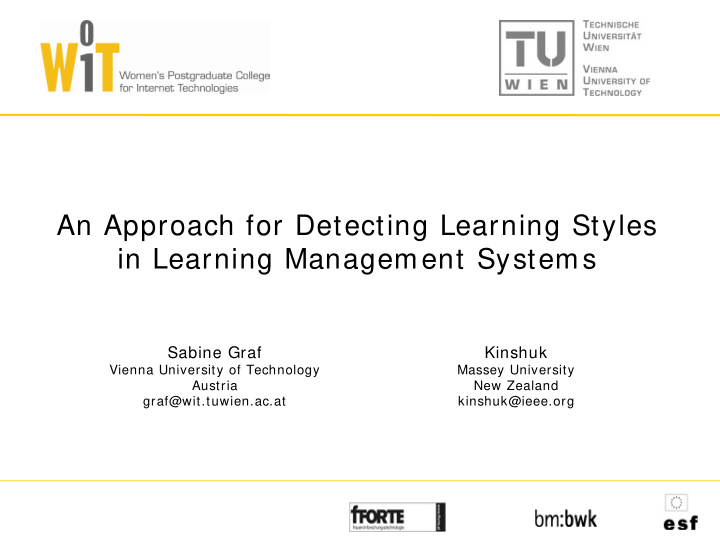 an approach for detecting learning styles in learning