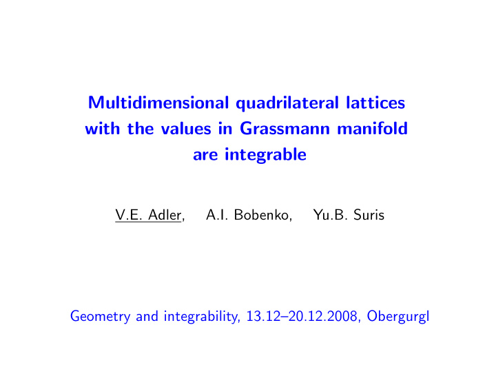 multidimensional quadrilateral lattices with the values