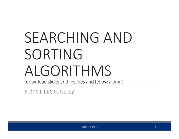 searching and sorting algorithms