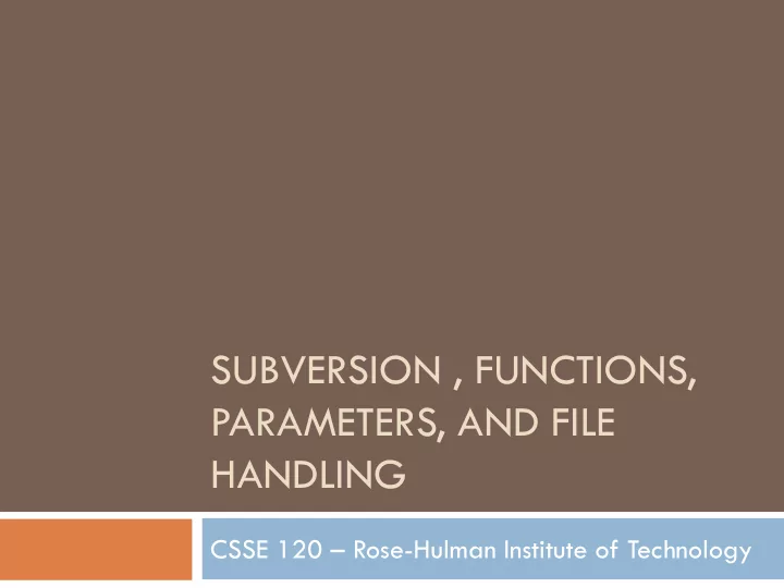 subversion functions