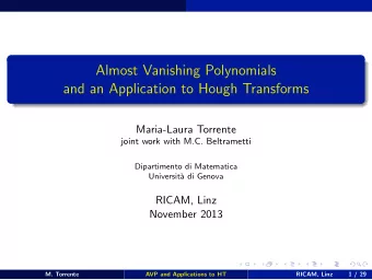 Almost Vanishing Polynomials  and an Application to Hough Transforms  Maria-Laura Torrente  joint