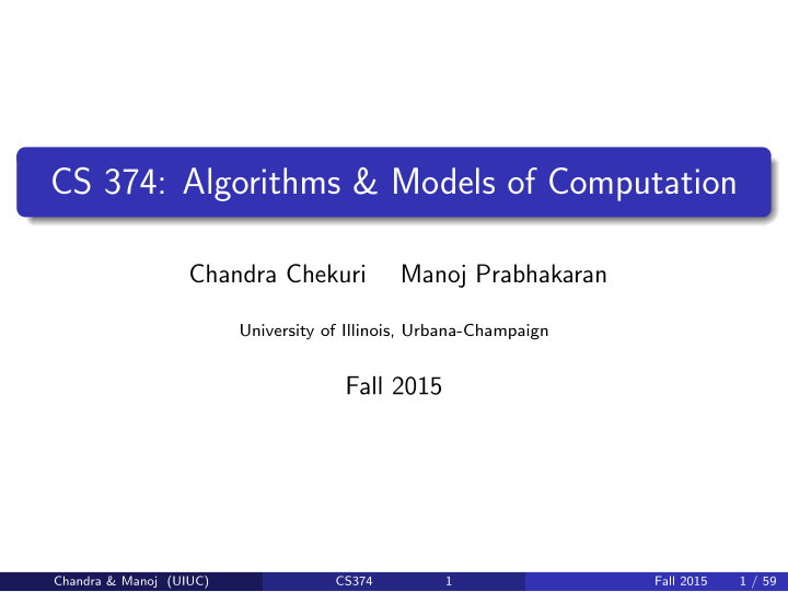 cs 374 algorithms models of computation