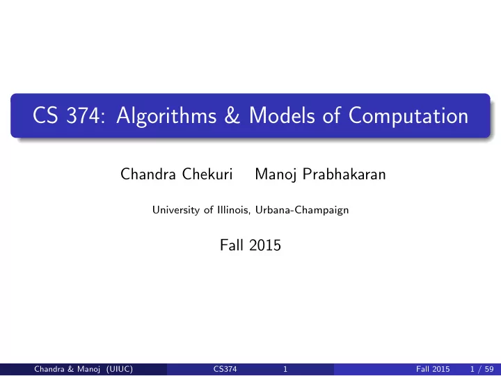 cs 374 algorithms models of computation