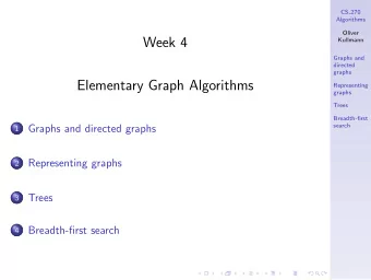 Week 4  Kullmann  Graphs and  directed  graphs  Elementary Graph Algorithms  Representing  graphs