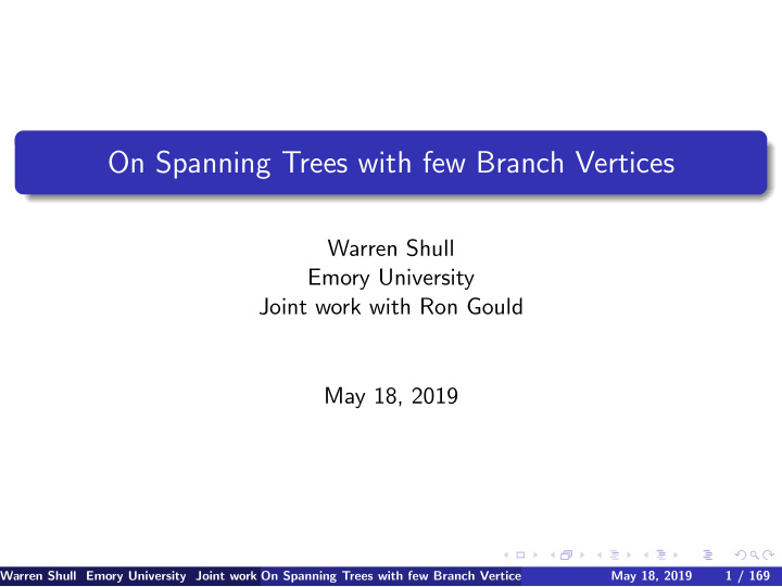 on spanning trees with few branch vertices