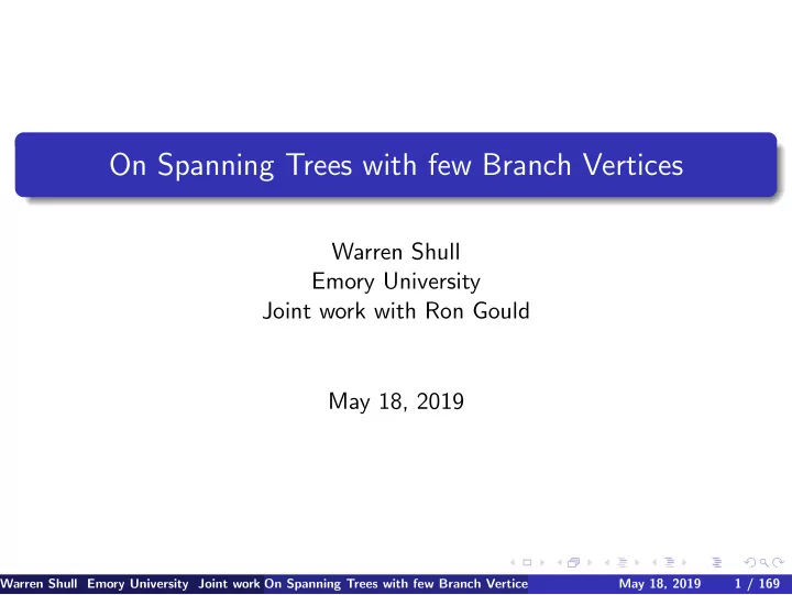 on spanning trees with few branch vertices