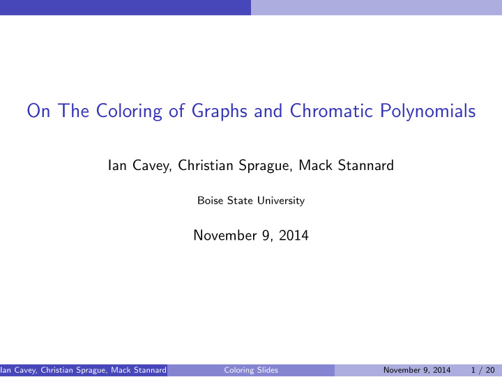 on the coloring of graphs and chromatic polynomials