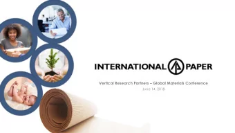 Vertical Research Partners  Global Materials Conference  June 14, 2018  Forward-Looking