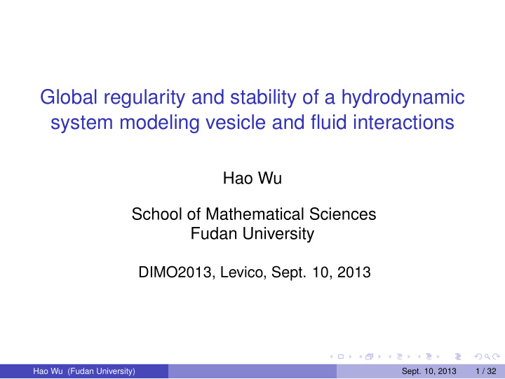 global regularity and stability of a hydrodynamic system