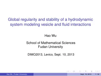 Global regularity and stability of a hydrodynamic  system modeling vesicle and fluid interactions