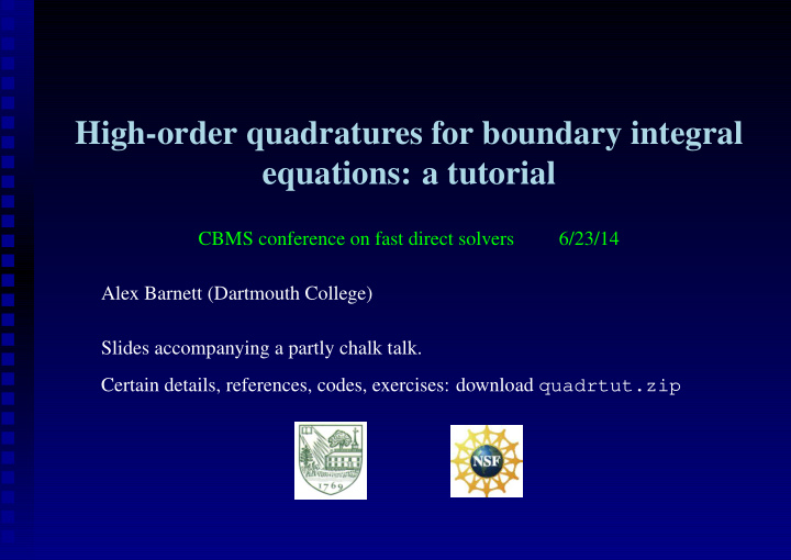 high order quadratures for boundary integral equations a