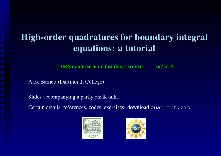 high order quadratures for boundary integral equations a