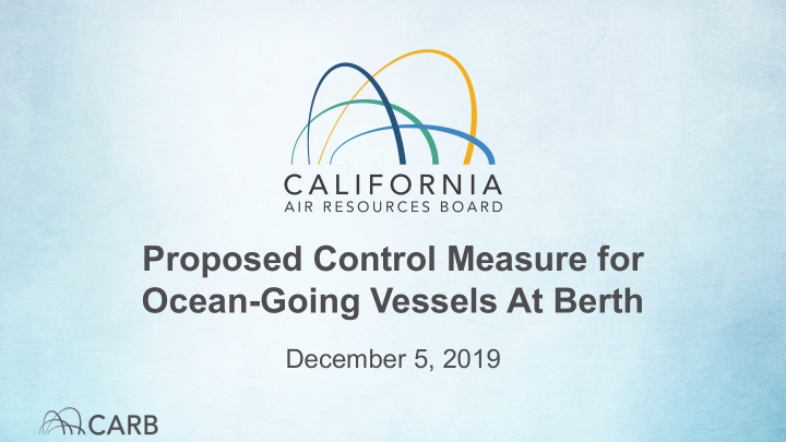 proposed control measure for ocean going vessels at berth