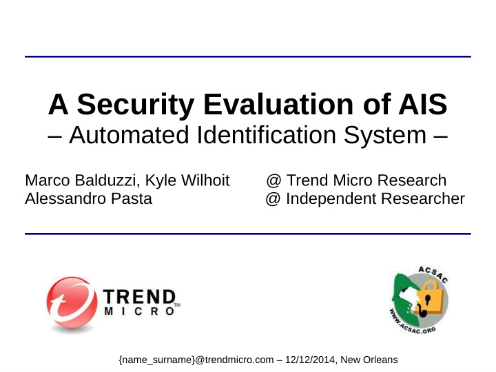 a security evaluation of ais