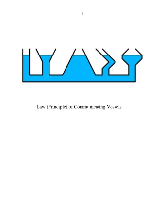 Law (Principle) of Communicating Vessels  2  3  4 Total Force = Pressure  Area  Liquid pressure