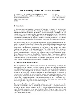 Self-Structuring Antenna for Television Reception  B. T. Perry*, C. M. Coleman, E. J. Rothwell, B.