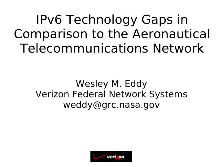 ipv6 technology gaps in comparison to the aeronautical