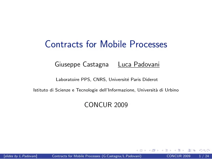 contracts for mobile processes