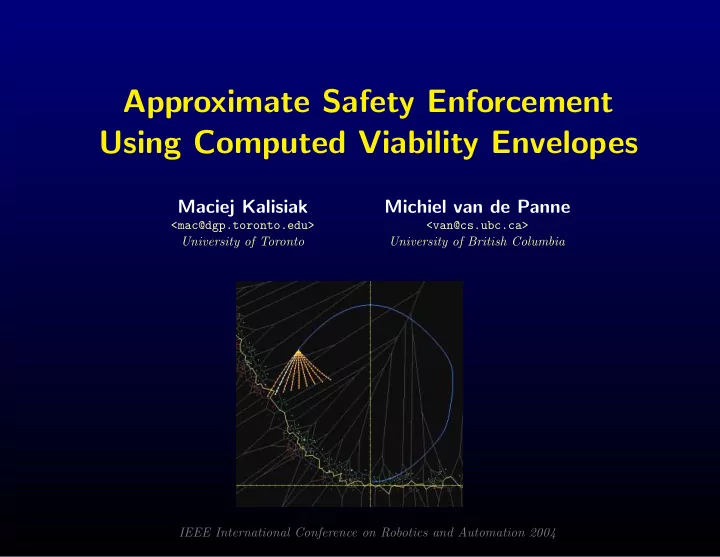 approximate safety enforcement using computed viability