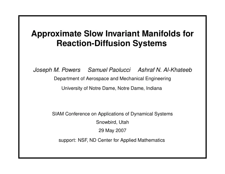 approximate slow invariant manifolds for reaction