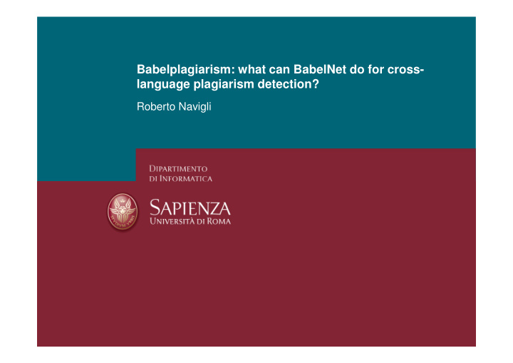 babelplagiarism what can babelnet do for cross language