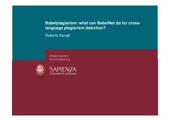 Babelplagiarism: what can BabelNet do for cross-  language plagiarism detection?  Roberto Navigli