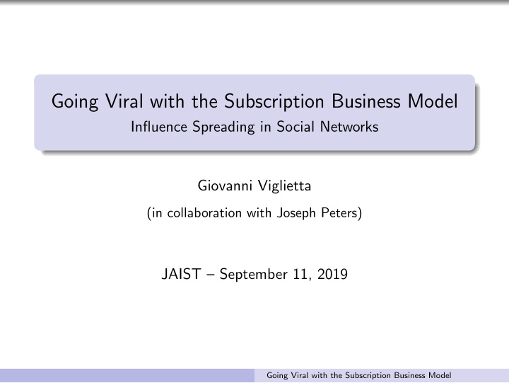 going viral with the subscription business model