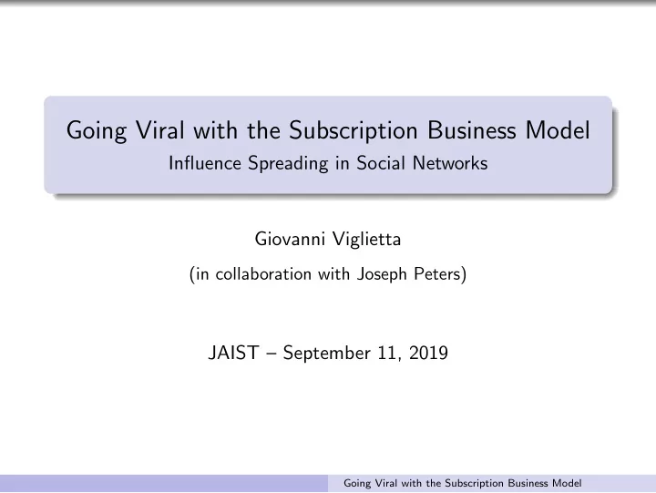 going viral with the subscription business model