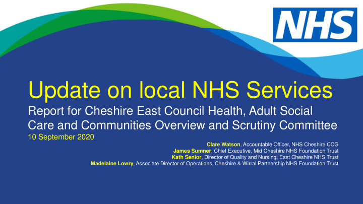 update on local nhs services