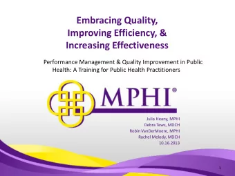 Performance Management &amp; Quality Improvement in Public  Health: A Training for Public Health