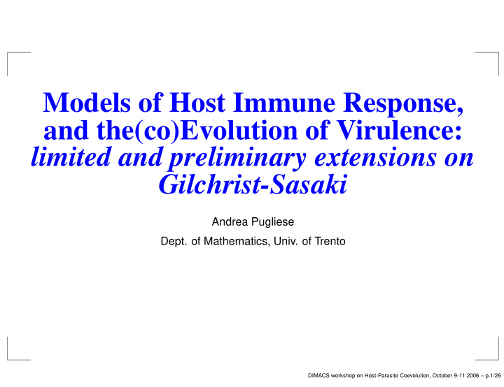 models of host immune response and the co evolution of