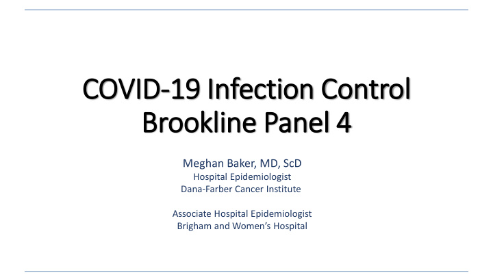 covid 19 in infection control brookli line panel 4