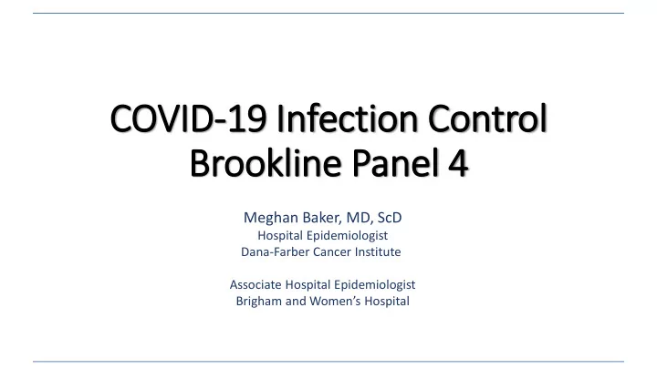 covid 19 in infection control brookli line panel 4