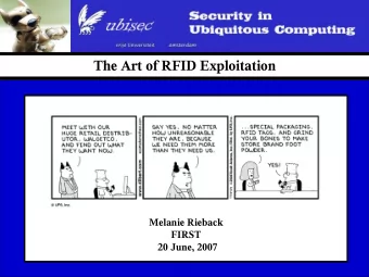 The Art of RFID Exploitation  Melanie Rieback  FIRST  20 June, 2007  What is RFID?  RFID = Radio