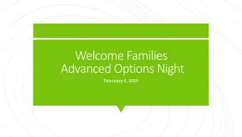 Welcome Families  Advanced Options Night  February 6, 2020  Two Programs That Allow Students to