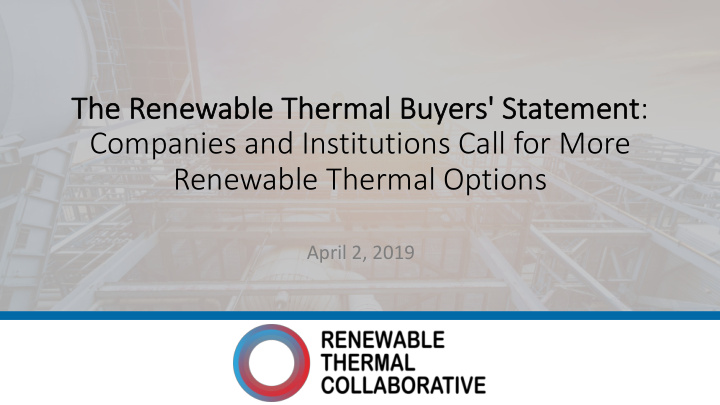 thermal buyers statement companies and institutions call