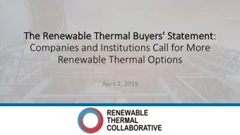 Thermal Buyers' Statement :  Companies and Institutions Call for More  Renewable Thermal Options